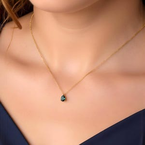 Pear Birthstone Necklace, Customized Birthstone Necklace Birthstone Tear Drop Necklace, Pear Birthstone Personalized Pendant Gift For Mother