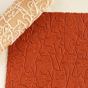Cats Texture Roller: Seamless Polymer Clay Embossing Tool