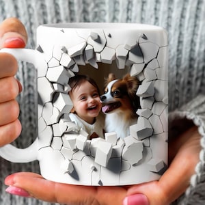 3D Hole In a Mug Wrap, 11oz, 15oz Mug Template, Photo Mug Wrap, Mug Sublimation Design, Mug Wrap Template, Instant Digital Download PNG