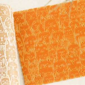 Textuurroller Cute Cats – Naadloos kattenpatroon voor klei