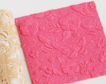 Hummeln und Blumen Texturroller: Polymer Clay,Keramik, Fondant