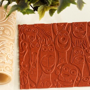 Dog Texture Roller: Seamless Polymer Clay Embossing Tool
