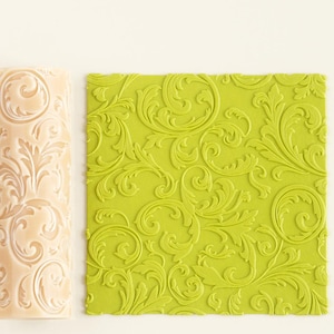 Baroque Lace Swirls Texture Roller: Polymer Clay Embossing Tool