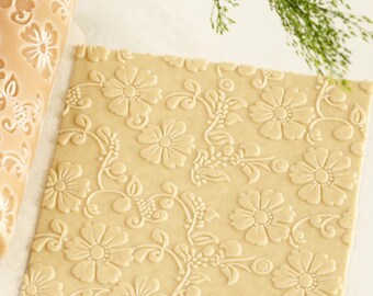 Floral Texture Roller: Seamless Polymer Clay Embossing Tool