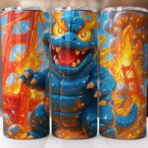 Godzilla Tumbler 20 oz Sublimation Tumbler Design, "9.3 x 8.2" Straight Skinny Tumbler Wrap PNG, Sublimation Design PNG, Instant Download