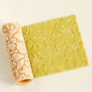 Shells and Starfish Texture Roller Model 03 | Seamless Polymer Clay Texture Roller | Embossing Roller | Shells and Starfish Roller |