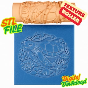 Sea Turtle Texture Roller STL File – Ocean Shell Clay Design – Digital Download
