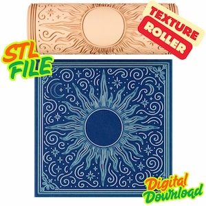Celestial Sun Tile Texture Roller STL File – Clay, Pottery, Fondant and Crafts