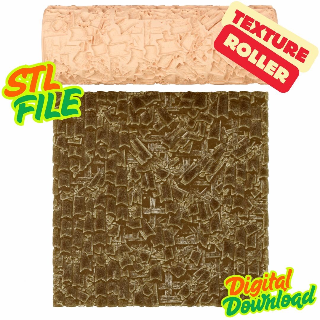 Collapsed Roof Tiles Texture Roller STL File – Digital Download - Etsy
