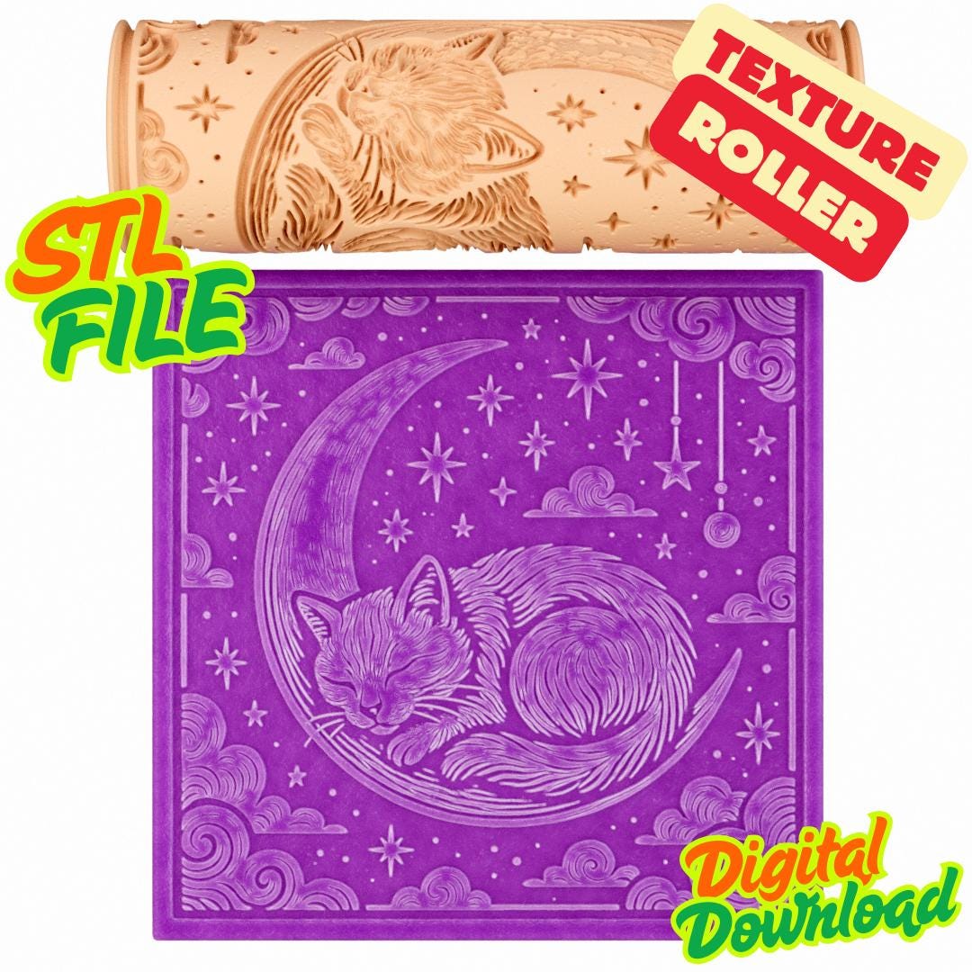 Roll Cat Texture Cat Texture Roller STL File | Clay Tool for 3D Print | Digital Download ...