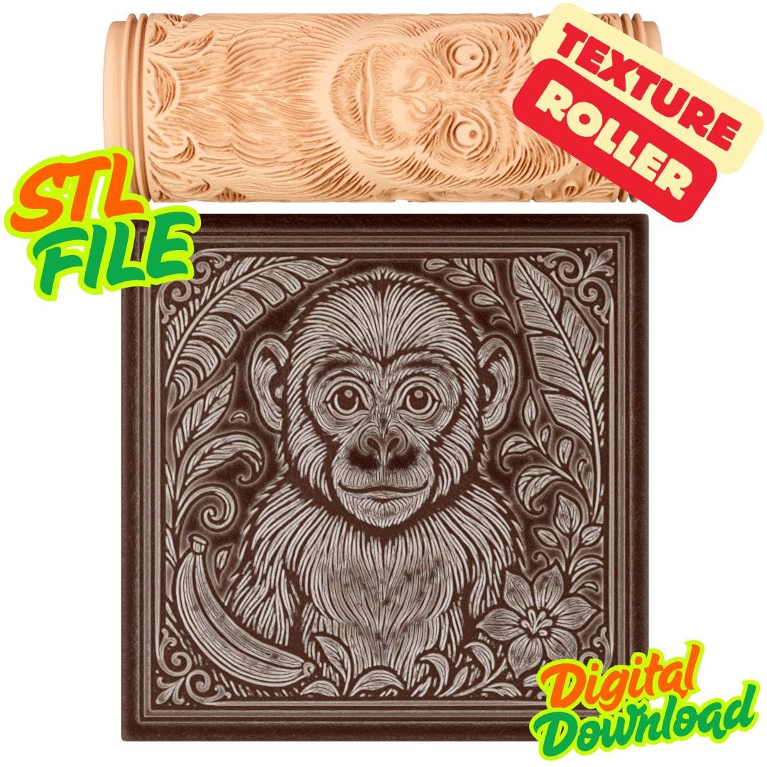 Second Texture Monkey Baby Monkey Texture Roller STL File – Digital Download - Etsy