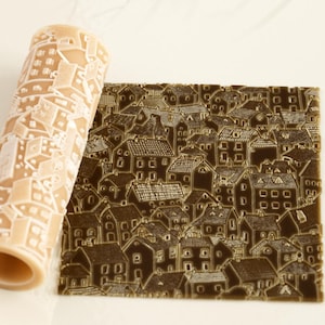 Village Texture Roller | Seamless Polymer Clay Texture Roller | Embossing Roller | Brick Roller for Polymer Clay | Clay Tools |