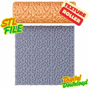 Abstract Petal Grid Texture Roller STL File – Seamless Modern Clay Pattern – Digital Download