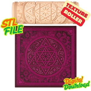 Celestial Geometry Tile Texture Roller STL File – Clay, Pottery, Fondant, and Crafts