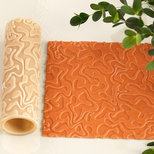 Rouleau à texture liquide abstraite | Rouleau texturé sans couture en pâte polymère | Rouleau à embosser | Rouleau liquide abstrait pour pâte polymère |
