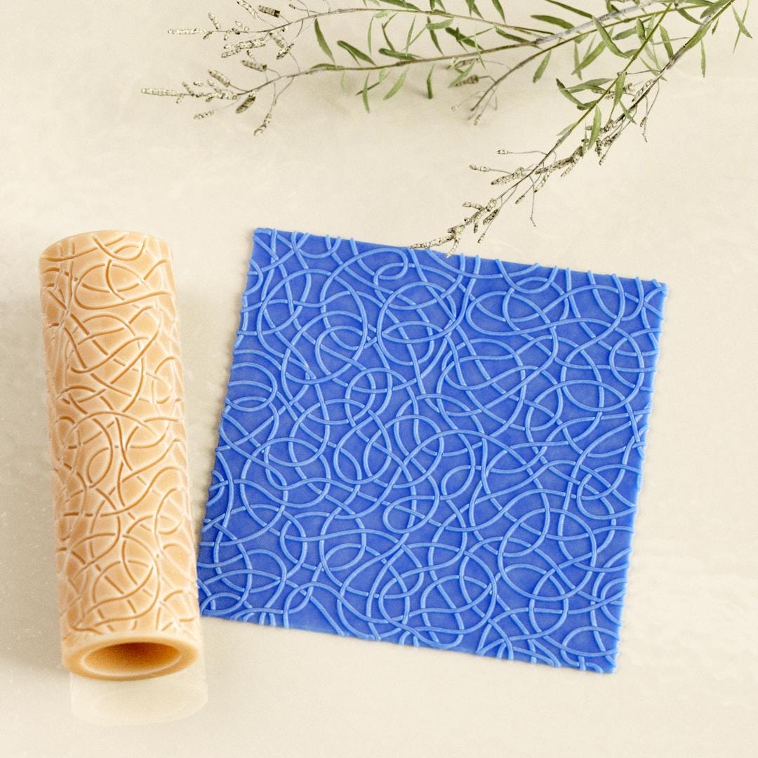 Line Clay Abstract Line Texture Roller – Overlapping Curved Lines Pattern ...