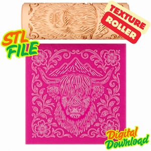Texturrulle i höglandskon (STL): Polymerlera och keramikverktyg (digital nedladdning)
