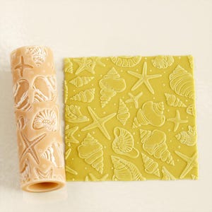 Shells and Starfish Texture Roller Model 02 | Seamless Polymer Clay Texture Roller | Embossing Roller | Shells and Starfish Roller |