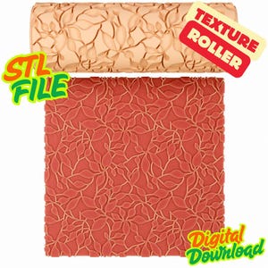 Leaves Texture Roller STL File – Seamless Texture Roller for Polymer Clay, Fondant, Pottery and Crafts
