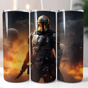 Mandalorian 20 oz Sublimation Tumbler Design, &quot;9.3 x 8.2&quot; Straight Skinny Tumbler Wrap PNG, Sublimation Design PNG, Instant Download