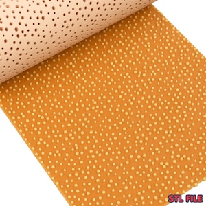 Pode incluir: Uma folha enrolada de material amarelo-alaranjado com pequenas saliências espaçadas uniformemente. A camada superior é de cor bege claro e tem orifícios espaçados uniformemente. O texto "STL FILE" está no canto inferior direito.