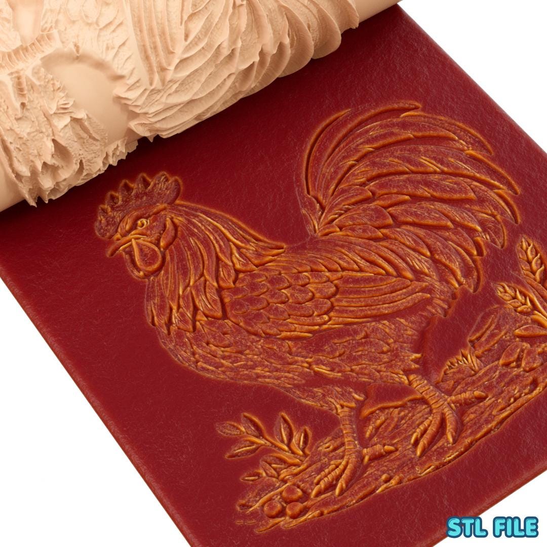 Rooster Rudy Texture Rooster Texture Roller STL File – Digital Download for Clay & Fondant ...