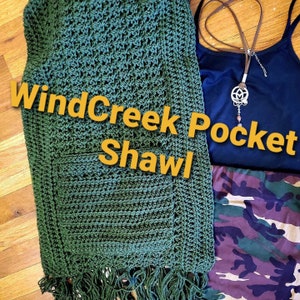 WindCreek Pocket Shawl DIGITAL PATTERN/PDF pattern/shawl pattern/wrap pattern/pocket shawl pattern/crochet pattern/crochet pocket shawl