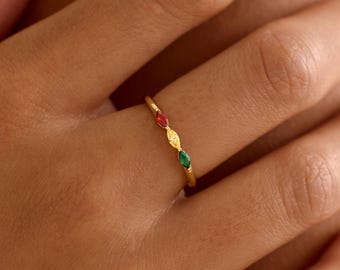 Personalized Birthstone Ring, Custom Family Ring, Stacking Ring for Her, Gift for Mom, Graduation Gift, Bridesmaid Jewelry