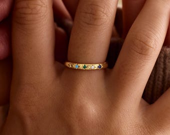 Simple style birthstone ring, customized birthstone jewelry, birthday gift for her, bridesmaid gift, gift for mother, Gifts for Mom