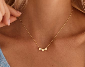 Double Sided Heart Birthstone & Initial Necklace, Minimalist Charm Necklace, Custom Family Jewelry, Mom Necklace, Christmas Gift for Mom