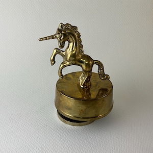 Vintage Brass Unicorn Music Box “The Impossible Dream”. / FREE SHIPPING