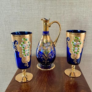 Murano Glass Decanter Blue Gold - Etsy