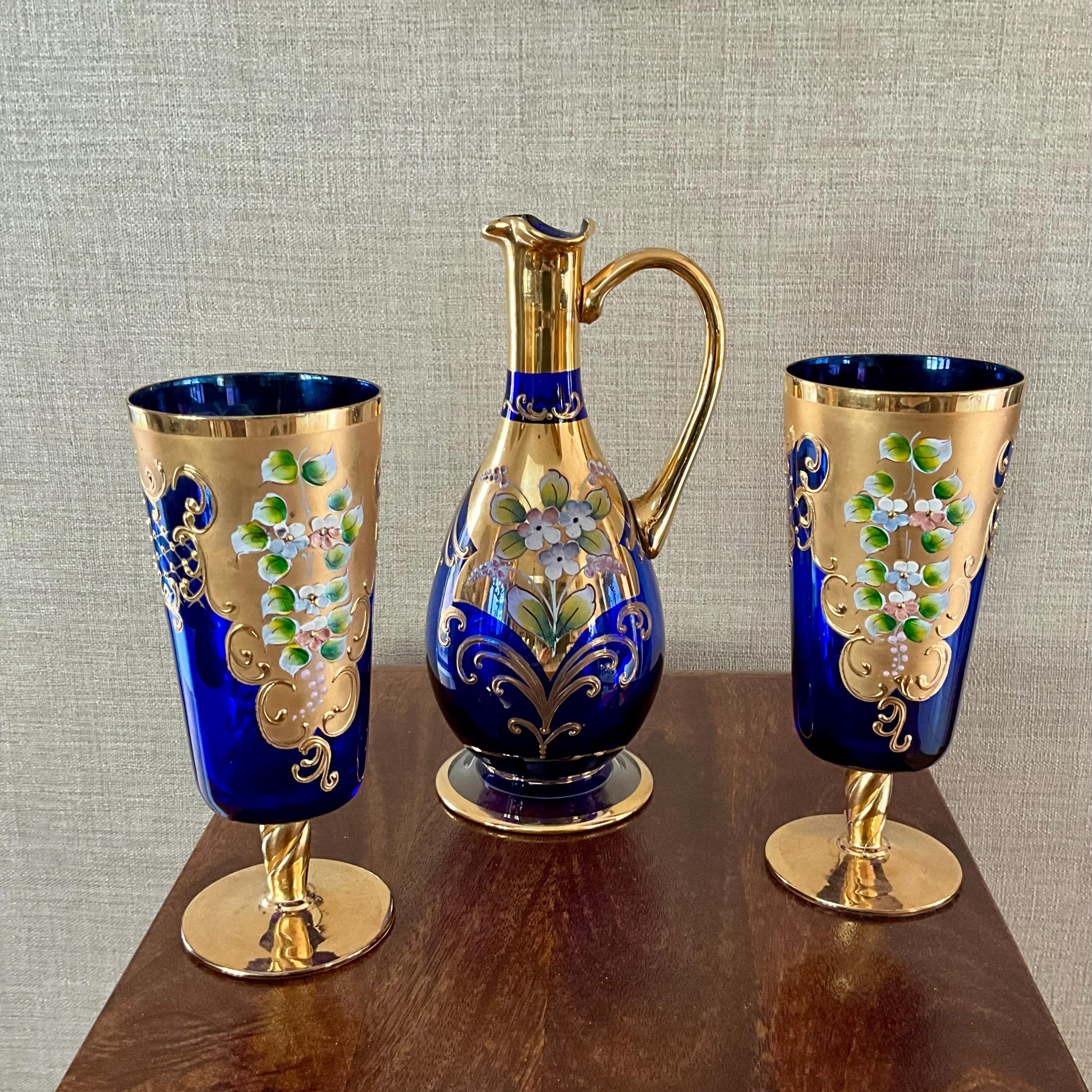 Murano Glass Decanter Blue Gold - Etsy