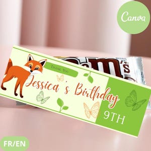 MM's Custom Packaging – Bosthema – Verjaardag, Babyshower, Gender Reveal – Bewerkbare Canva – Digitale download – FR & EN