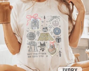 Retro Coquette Bow Watercolor Disney Star Wars Characters Shirt, Vintage Star Wars Characters Shirt, Galaxy's Edge Shirt, Disney Lightsaber
