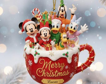 Personalized Mickey Mouse and Friends Christmas 2D Acrylic Ornament, Mickey & Friends Xmas Decor, Disney Christmas Ornament, Disney Ornament