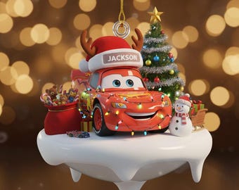 Custom Disney Cars Lightning McQueen Christmas Acrylic Ornament, Cars Movie Character Ornament, Cars Christmas Tree Decor, Disney Ornament