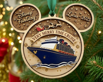 Custom Disney Cruise Very Merry time Cruise Inspired Christmas Ornament, Disney Cruise Ornament, Disney Very Merry Cruise Christmas Ornament