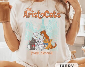 Camiseta retro de Disney Cat de Los Aristogatos, camiseta vintage para amantes de los gatos, camiseta de WDW Animal Kingdom, viaje familiar a Disneyland 2026