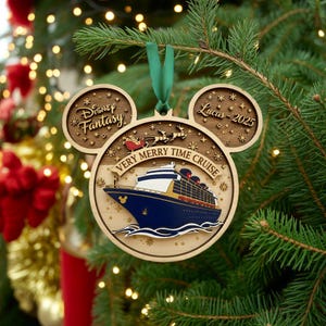 Custom Disney Cruise Very Merry time Cruise Inspired Christmas Ornament, Disney Cruise Ornament, Disney Very Merry Cruise Christmas Ornament