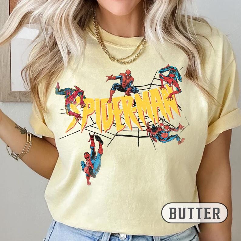 Marvel Spider Man Shirt, Retro Spiderman Comic Tee, Marvel Avengers Spiderman Tee, MCU Fans Marvel Studios Disneyland Family Tee image 2