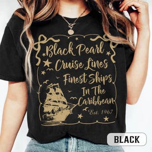 Camiseta de los mejores barcos del Caribe de Coquette Black Pearl Cruise Lines, camiseta de Disney Piratas del Caribe, camiseta de Magic Kingdom, camiseta retro de Piratas