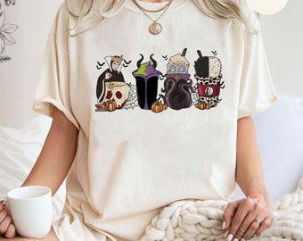 Disney Villains Drink Shirt, Disney Halloween Coffee Shirt, Ursula Maleficent Cruella Shirt, Spooky Cute Fall Shirt, Evil Queen Costume Tee