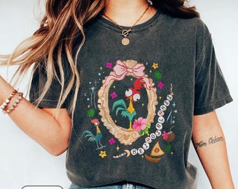 Chemise Hei Moana 2 fille coquette avec nœud rétro, chemise Moana princesse Disney, t-shirt Hei Hei le coq, chemise voyage Disney, t-shirt Disney Coquette