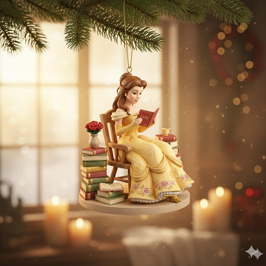 Discover Personalized Name Disney Princess Just A Girl Who Loves Books Acrylic Ornament, Bookish Ornament, Book Lovers Gift, Bookworm Xmas Ornaments