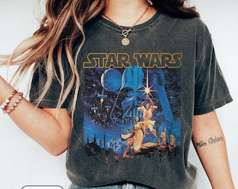 Camiseta vintage de Star Wars, camiseta de Star Wars, camiseta descolorida de Star Wars: Una nueva esperanza, camiseta de Star Wars Disneyland, camiseta familiar de Disney, camiseta Galaxy's Edge
