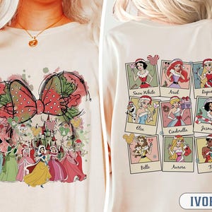 Disney Prinzessinnen Weihnachtshemd, Kokette Bögen Disney Weihnachtshemd, Schneewittchen Ariel Jasmin Weihnachtshemd, Disneyland Weihnachtshemd
