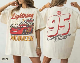 Camiseta retro de Rayo McQueen con dos caras y colores cómodos, camiseta de Cars de Disney, camiseta de Cars de Disney Pixar, camiseta de Cars Family Vacation 2026