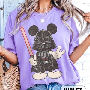 Maglietta retrò Disney Topolino Star Wars, maglietta Star Wars Darth Vader, t-shirt vintage Disney Topolino, maglietta coordinata per la famiglia Disneyland immagine 11