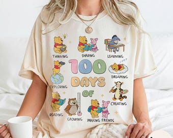 Chemise Winnie l'ourson 100 jours d'école, t-shirt classe professeur Disney, chemise école Winnie l'ourson, t-shirt pour la rentrée des classes